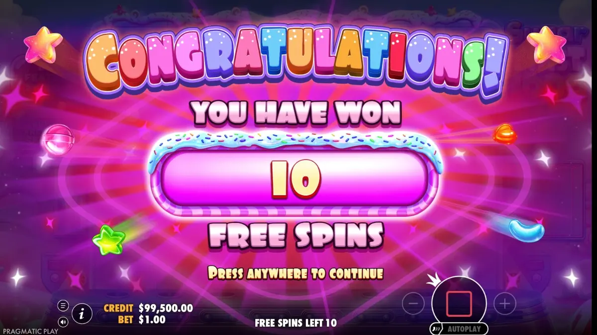 Interface vibrante e colorida do slot Sugar Twist 1000 com doces e multiplicadores