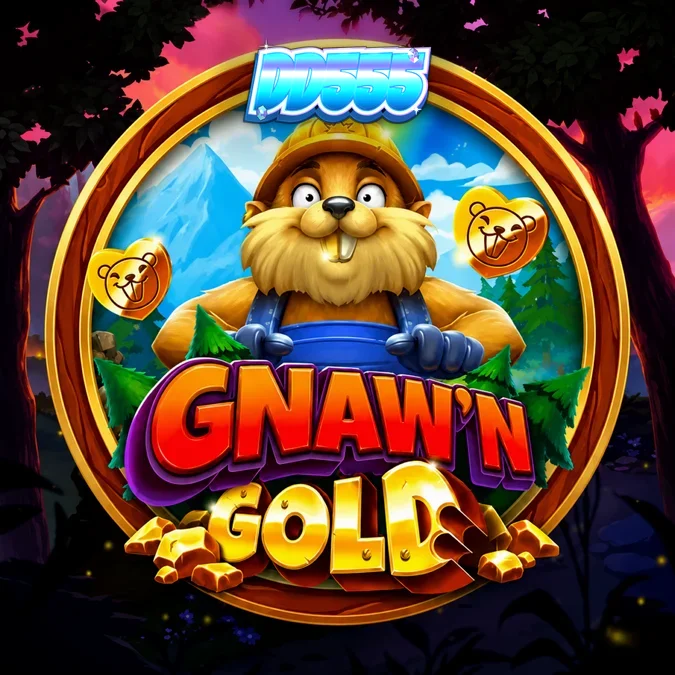 Interface do jogo Gnaw’n Gold com elementos da floresta e símbolos de colecionadores.